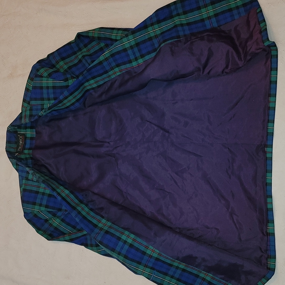 Vintage blazer Prestwyck jacket plaid green blue yellow, lined 80's 90's sz Med - Picture 7 of 9